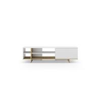 CALYO - Meuble TV 160cm en mélamine - Blanc