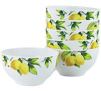 Calypso Basics Reston Lloyd Fresh Lemons, lot de 6 bols à céréales/soupe en mélamine, blanc, citron, vert, 2 tasses