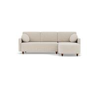 Calypso - canapé d'angle réversible 4 places convertible avec coffre en tissu - Beige