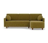 Calypso - canapé d'angle réversible 4 places convertible avec coffre en tissu - Vert Olive