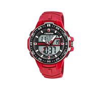 Calypso Montre Digitale Analogique Homme Caoutchouc Rouge - Quartz, 10 ATM, Date, Chronographe, Double Fuseau, Lumière, Alarme, 12/24 h - K5766/2 Flash Time