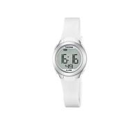 Calypso Montre femme digitale K5677/1, caoutchouc blanc, étanche 10 ATM, double horaire