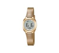 Calypso Montre Femme Digitale - Caoutchouc Doré - Étanche 10 ATM - Date Calendrier Chronographe Double Horaire Lumière Alarme 12/24h - K5677/3