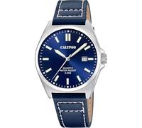 Calypso Montre Homme Analogique Cuir Bleu - Quartz - Calendrier - Verre Minéral Résistant - Étanche 5 ATM Élégante K5868/3 Basic