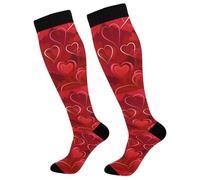 Calze A Compressione Cœur Jour Cœurs Chaussettes Haute 50CM | Bas De Compressione Femmes Chaussette De Compression Cyclisme Pour Varices Varices Fitness