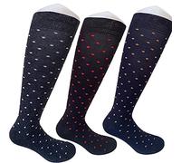 calze college 6 paires de chaussettes longues pour hommes en coton chaud avec des motifs taille unique 39-46 chaussettes hautes dans différents styles et motifs, pour les saisons froides (Pois)