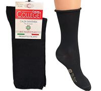 calze college® Lot de 6 paires de chaussettes pour femme sans élastique en pur coton fil d'écosse élastique 35-40, Noir haut, 35-40 Corto