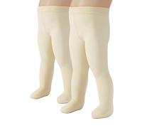 CALZITALY 2 Paires - Collants Lisses Semi-Opaques En Microfibre Pour Petites Filles | Collants Pour Bebes | 40 Den | De 6 A 24 Mois | Bonnetterie Italienne (12 mois, Crème)