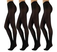 CALZITALY 4 PAIRES COLLANT FEMME OPAQUE | COLLANTS EN MICROFIBRE DOUCE | COLLANT COMFORTABLE ELASTIQUE AVEC CULOTTE TRANSPARENT | NOIR | 50 DEN | MADE IN ITALY (L/XL, Noir)