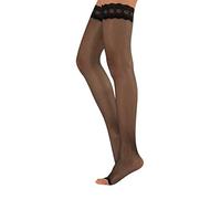 CALZITALY Bas Autofixants Pointe Ouverte | Bas Femme sans Pointe | Bas Autofixant Pied Ouverte pour Sandales | 10 DEN | Noir, Naturel | S, M, L, XL | Made in Italy (L-XL, Noir)