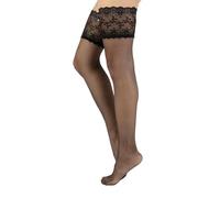 CALZITALY Bas Autofixants Voile en Dentelle Mariage | Ivoire, Blanc, Naturel, Noir | S, M/L | 15 DEN | Made in Italy (XL, noir)