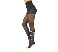 CALZITALY Collant de Compression Femme avec Pointe Ouverte, Collants Médicaux pour Circulation Sanguine, Voyage, Travail (FR/ES, Alpha/lettres, L, Taille normale, Taille normale, Noir)