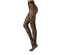 CALZITALY Collant Floréal à la Mode | Collants Voile Fantaisie à Fleurs Dentelle | Noir | S/M, L/XL | 20 DEN | Made in Italy (S/M, Noir)