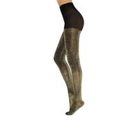 CALZITALY Collant Opaque Brillant, Or, Argent, Collants Pois, S-M, L-XL, XXL, 3XL, 4XL, 20-60 DEN, Made in Italy (4XL, Noir/Or)
