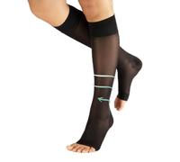 CALZITALY Lot 1/2 Paires Mi Bas de Compression Femme sans Orteils 70 DEN, Chaussettes de Contention Femme 10-14 mm/Hg (FR/ES, Alpha/lettres, S, M, Taille normale, Taille normale, 1 Paire - Noir)