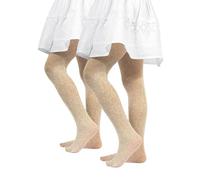 CALZITALY PACK 1/2 Collant pour Filles en Dentelle | Collants avec Motif à Fleurs - 40 DEN | Ivoire, Blanc | 2-3, 4-6, 6-8, 8-10, 10-12, 12-14 ans | Made in Italy (10/12 ans, 2 Paires - Ivoire)
