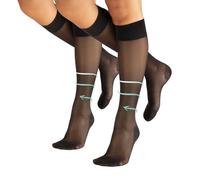 CALZITALY PACK 1/2 Mi-bas de Contention avec Compression Graduée Forte 18-22 mm/Hg | Noir, Beige | S/M, L/XL | 140 DEN | Made in Italy (2 Paires - Noir, L/XL)