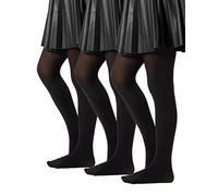 CALZITALY PACK 3 PAIRES Collant pour l’Ecole, Collants Fille en Microfibre, Collant Fille Opaque, de 2 à 14 Ans, Bleu, Noir, Gris, 60 DEN, Made in Italy (4-6 ans, 3 X Noir)