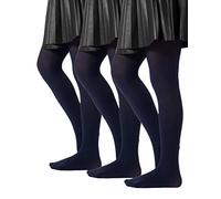 CALZITALY PACK 3 PAIRES Collant pour l’Ecole, Collants Fille en Microfibre, Collant Fille Opaque, de 2 à 14 Ans, Bleu, Noir, Gris, 60 DEN, Made in Italy (12-14 ans, 3 X Navy)