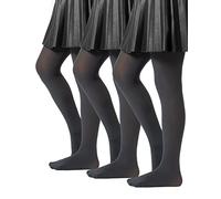 CALZITALY PACK 3 PAIRES Collant pour l’Ecole, Collants Fille en Microfibre, Collant Fille Opaque, de 2 à 14 Ans, Bleu, Noir, Gris, 60 DEN, Made in Italy (2-4 ans, 3 X Gris)