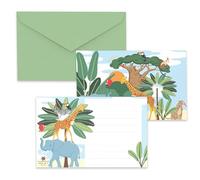 CAM ET LEON - Accessoires Décoration d’Anniversaire Enfant - Thème Animaux de la Savanne - Assiettes, Serviettes, Confettis, Sachets, Cartes d’Invitation, Ballons (Carton Invitation X8)