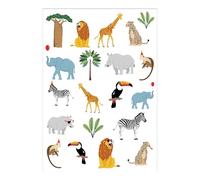 CAM ET LEON - Accessoires Décoration d’Anniversaire Enfant - Thème Animaux de la Savanne - Assiettes, Serviettes, Confettis, Sachets, Cartes d’Invitation, Ballons (Faux tatouages)