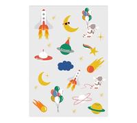 CAM ET LEON - Accessoires Décoration d’Anniversaire Enfant - Thème Espace - Assiettes, Serviettes, Confettis, Sachets, Cartes d’Invitation, Ballons (Faux tatouages)