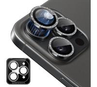 Cam¿¿ra Arri¿¿re Protecteur pour iPhone 16 Pro/iPhone 16 Pro Max 5G, 9H Anti-Rayures Verre Tremp¿¿ Alliage D'aluminium Glitter Protection Objectif Cam¿¿ra pour iPhone 16 Pro / 16 Pro Max 5G-Noir