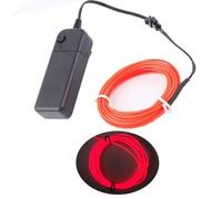 CAM2 5 m de fil lumineux néon à piles - Haute luminosité - Fil électroluminescent - Multicolore - Pour fête de Noël - Intérieur et extérieur - Décoration de mariage - Rouge
