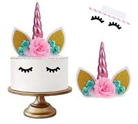 CAM2 Licorne Décoration de gâteau Décoration de gâteau Licorne Licorne Décoration de gâteau Décoration pour anniversaire/mariage/fête prénatale (licorne rose)