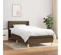 Cama box spring marron foncé, tête réglable, matelas ressorts, protège-matelas inclus.