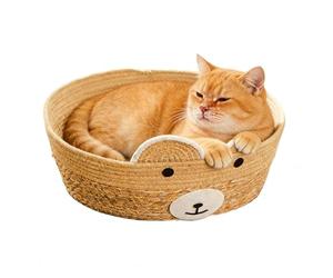 Cama Para Gatos De Interior - Alfombra Para Dormir Para Mascotas Lavable Y Resistente A Los Arañazos | Estético Para CASA De Gatos, Escondite Para Gatitos Con Diseño De Mimbre Tejido A Mano | CAJ