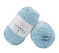 CAMAL 2 Pièces Métallique Fil Coton pour Crochet 200g / 280m Fil De Coton Pailleté Doux Scintillant Coton a Crocheter, Fil à Tricoter pour Sac, Artisanat, Décoration Intérieure (Bleu lac argenté)