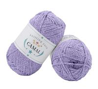 CAMAL 2 Pièces Métallique Fil Coton pour Crochet 200g / 280m Fil De Coton Pailleté Doux Scintillant Coton a Crocheter, Fil à Tricoter pour Sac, Artisanat, Décoration Intérieure (Argent violet clair)