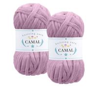 CAMAL 2 Pièces Tshirt Yarn, 100g/60m Fil T Shirt Crochet pour Sac, Étincelle Fil Tshirt, Luxueux Trapilho Crochet Yarn pour Couvertures, Tissus, Décoration Intérieure (Rose violet)