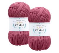 CAMAL 2 Pièces Tshirt Yarn, 100g/60m Fil T Shirt Crochet pour Sac, Étincelle Fil Tshirt, Luxueux Trapilho Crochet Yarn pour Couvertures, Tissus, Décoration Intérieure (Rose vif)
