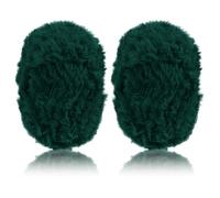 CAMAL 2PCS Pelote de Laine Fausse Fourrure 100g Fil Polyester 60m Laine à Tricoter Fil Coton pour Crochet Yarn pour Métier à Tisser à la Main Utilisé pour le Tricot et le Crochet (2-Vert Foncé)
