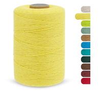CAMAL Fil Macramé Simple Brin, Corde Macramé 1 mm Fil Coton 390m, Simple Brin Torsadé Ficelle de Macramé Coton a Crocheter pour Suspension Murale, Sac à Main, Panier (Jaune Crème)