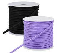 CAMAL Fil Nylon Ciré Corde Tressée Cordon Collier pour Bracelet Cordon Coton Ciré Fil Macramé Cordelette pour la Fabrication de Bijoux Bricolage Artisanat (3mm x 5m, Noir, Violet Clair)