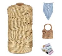 CAMAL Fil Polyester pour Sac au Crochet, Métallique Fil Macramé 2mm x 150m Étincelle Ficelle Macrame Corde pour Crochet Sac, Poupées, Macramé Mural, Décoration DIY (Or cuivré)