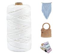 CAMAL Fil Polyester pour Sac au Crochet, Métallique Fil Macramé 2mm x 150m Étincelle Ficelle Macrame Corde pour Crochet Sac, Poupées, Macramé Mural, Décoration DIY (Blanc coloré)