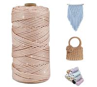 CAMAL Fil Polyester pour Sac au Crochet, Métallique Fil Macramé 3mm x 100m Étincelle Ficelle Macrame Corde pour Crochet Sac, Poupées, Macramé Mural, Décoration DIY (Or pêche)