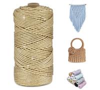 CAMAL Fil Polyester pour Sac au Crochet, Métallique Fil Macramé 3mm x 100m Étincelle Ficelle Macrame Corde pour Crochet Sac, Poupées, Macramé Mural, Décoration DIY (Or champagne)