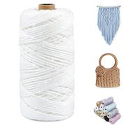 CAMAL Fil Polyester pour Sac au Crochet, Métallique Fil Macramé 3mm x 100m Étincelle Ficelle Macrame Corde pour Crochet Sac, Poupées, Macramé Mural, Décoration DIY (Blanc coloré)