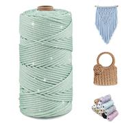 CAMAL Fil Polyester pour Sac au Crochet, Métallique Fil Macramé 3mm x 100m Étincelle Ficelle Macrame Corde pour Crochet Sac, Poupées, Macramé Mural, Décoration DIY (Argent cyan)
