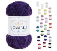 CAMAL Laine à Tricoter, 100g Fil de Fausse Fourrure Velours Fil Crochet Duveteux Pelote de Laine Velours pour Crochet Couverture, Chapeau, Poupées, Châles - 60m (Rouge)