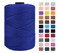 CAMAL Polyester Corde Macramé Fil Macramé 3mm Macrame Corde 170m Fil Polyester pour Bricolage, Artisanat, Sac au Crochet, Pendentif, Chapeaux, Sac à Mugs (Bleu Saphir)