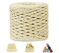 CAMAL Raphia à Crocheter, 200m Rafia Naturel Fil de Rafia Crochet pour Sac, 1.5mm Fil de Raphia Papier pour Crochet DIY Artisanat, Parti Chapeau, Bouquet De Mariage (Beige)