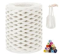 CAMAL Raphia à Crocheter, 200m Rafia Naturel Fil de Rafia Crochet pour Sac, 3mm Fil de Raphia Papier pour Crochet DIY Artisanat, Parti Chapeau, Bouquet De Mariage (Blanc)