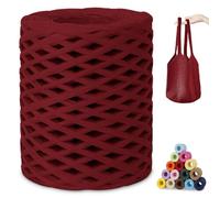 CAMAL Raphia à Crocheter, 200m Rafia Naturel Fil de Rafia Crochet pour Sac, 3mm Fil de Raphia Papier pour Crochet DIY Artisanat, Parti Chapeau, Bouquet De Mariage (Rouge)